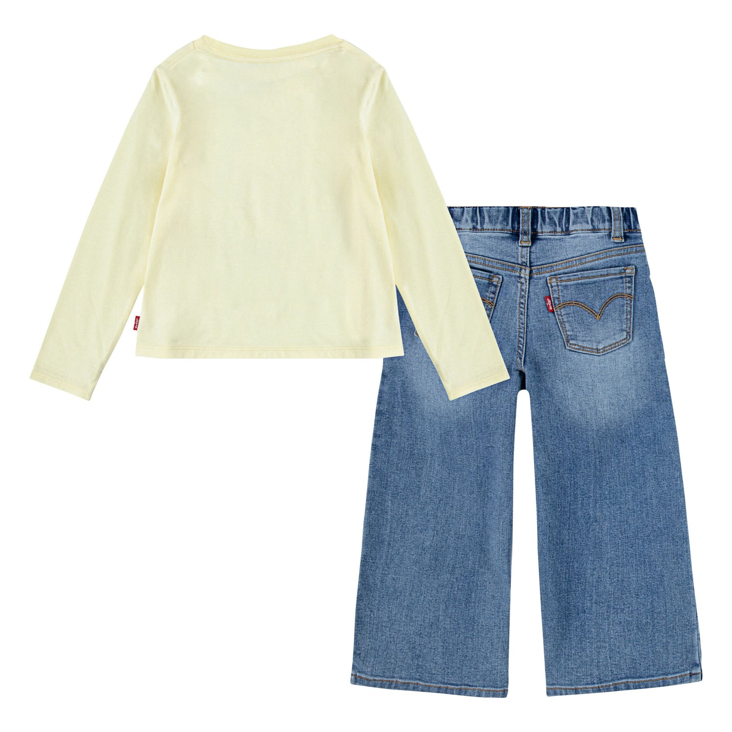 Bear Tee & Wide Denim Pants Set (Little Kid)